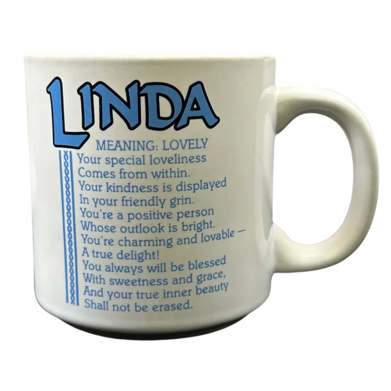 outdoor insulated mug -LINDA Poetry Name Blue Interior Mug Papel