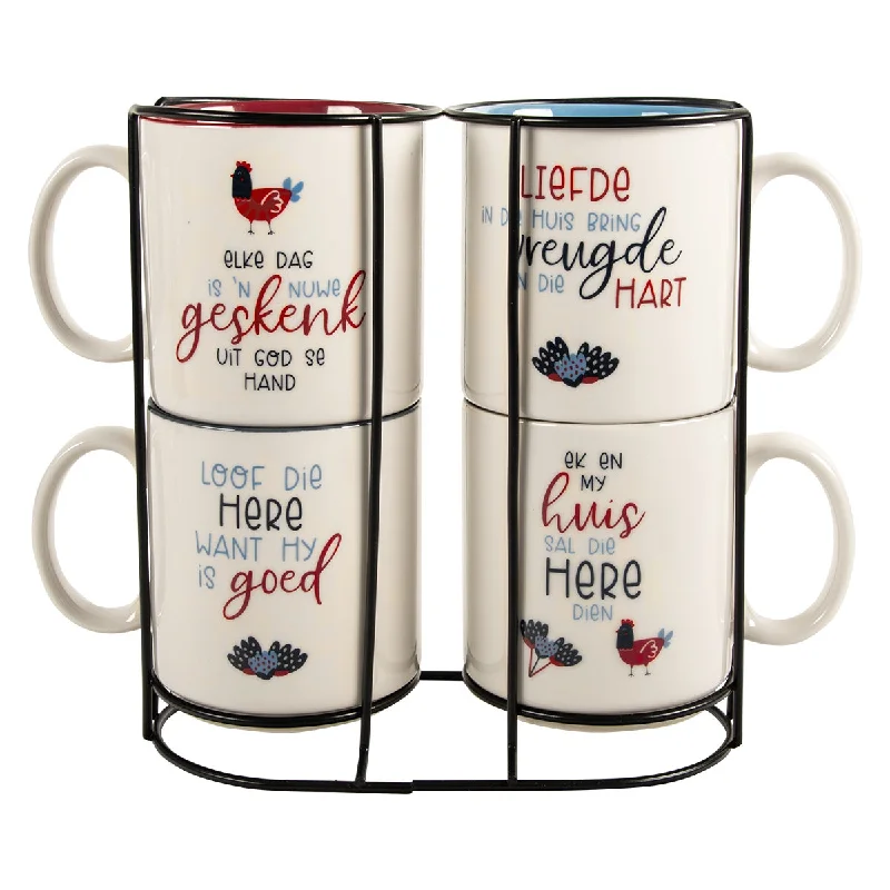 unique travel coffee cup -Loof Die Heer Want Hy Is Goed Afrikaans Ceramic Mug Set Of 4