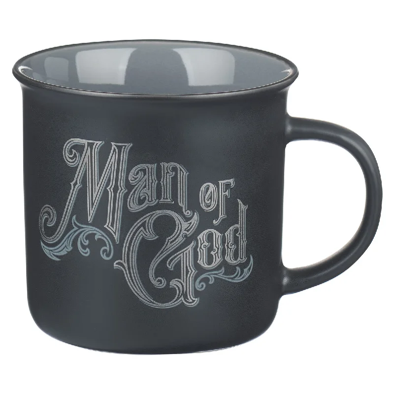 portable coffee mug for travel -Man Of God Black And Grey Ceramic Mug - 1 Timothy 6:11