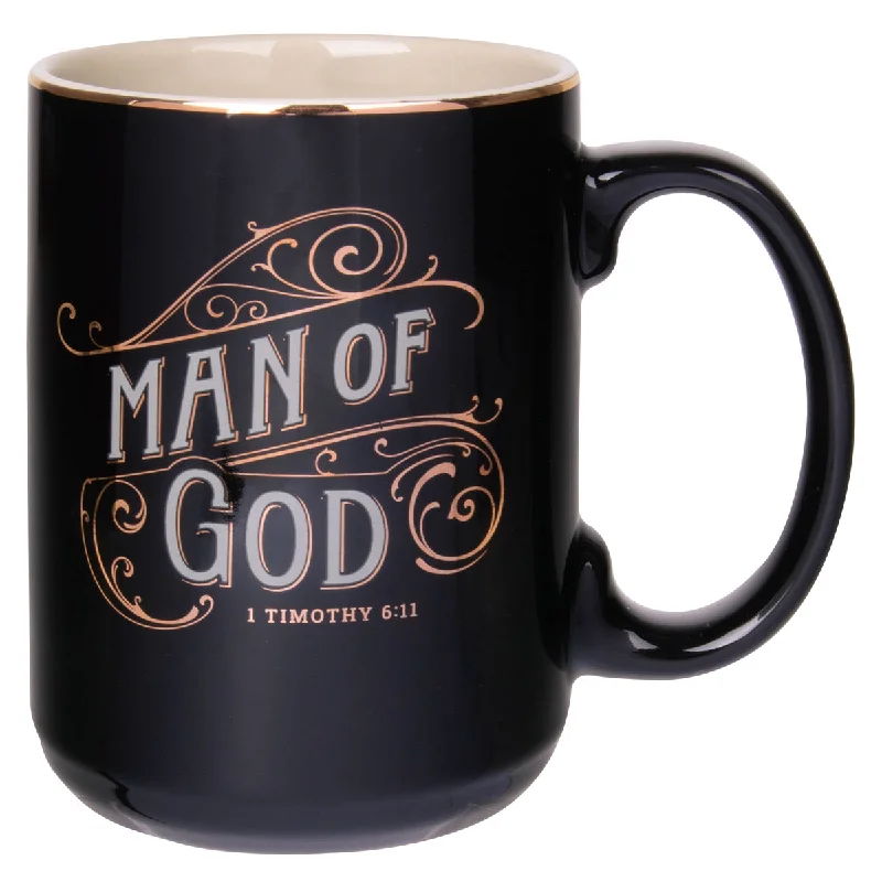 double-insulated coffee mug -Man of God Black Ceramic Mug