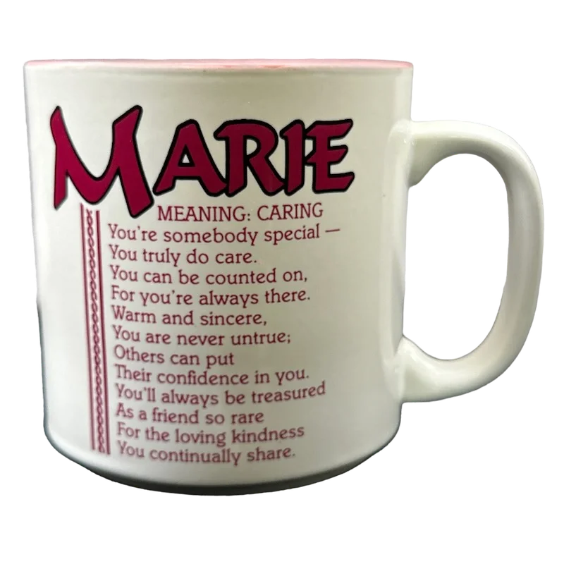 white ceramic mug -MARIE Poetry Name Pink Interior Mug Papel