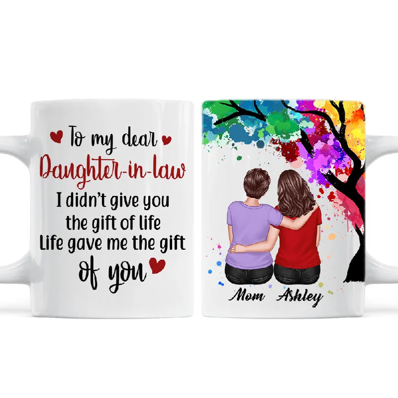 sports-themed coffee mug -To My Daughter-In-Law Under Watercolor Tree Personalized Mug