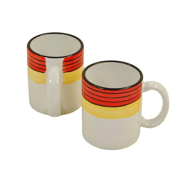 travel mug for hot drinks -Mug Set - Set of 4 - Red & Yellow | Carousel Pattern