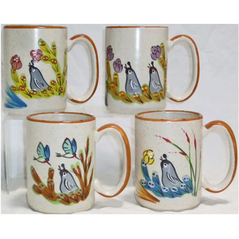 eco-friendly bamboo coffee cup -Mug Set - Set of 4 - Sonoran Desert Quail | Sonoran Desert