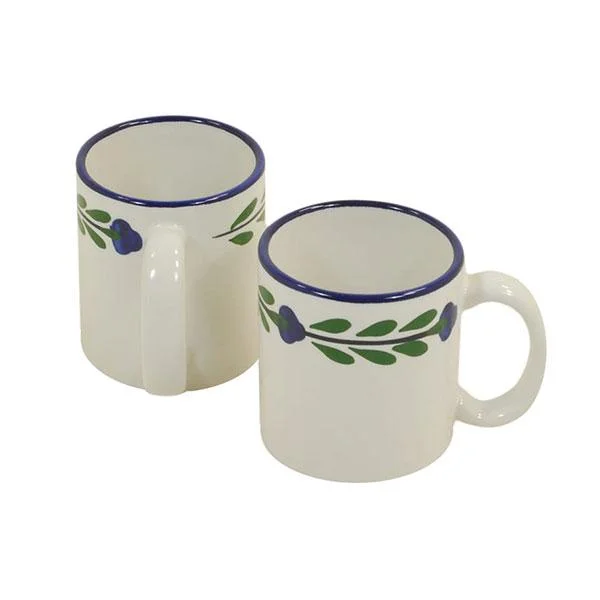 ceramic coffee mug -Mug Set - Set of 4 - White & Blue & Green | Bella Flora