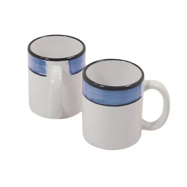 large glass coffee mug -Mug Set - Set of 4 - White & Blue | Spree Pattern