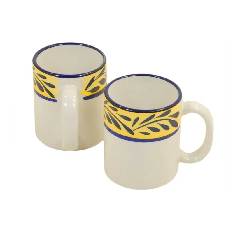 dishwasher safe coffee mug -Mug Set - Set of 4 - White & Blue & Yellow | Country French