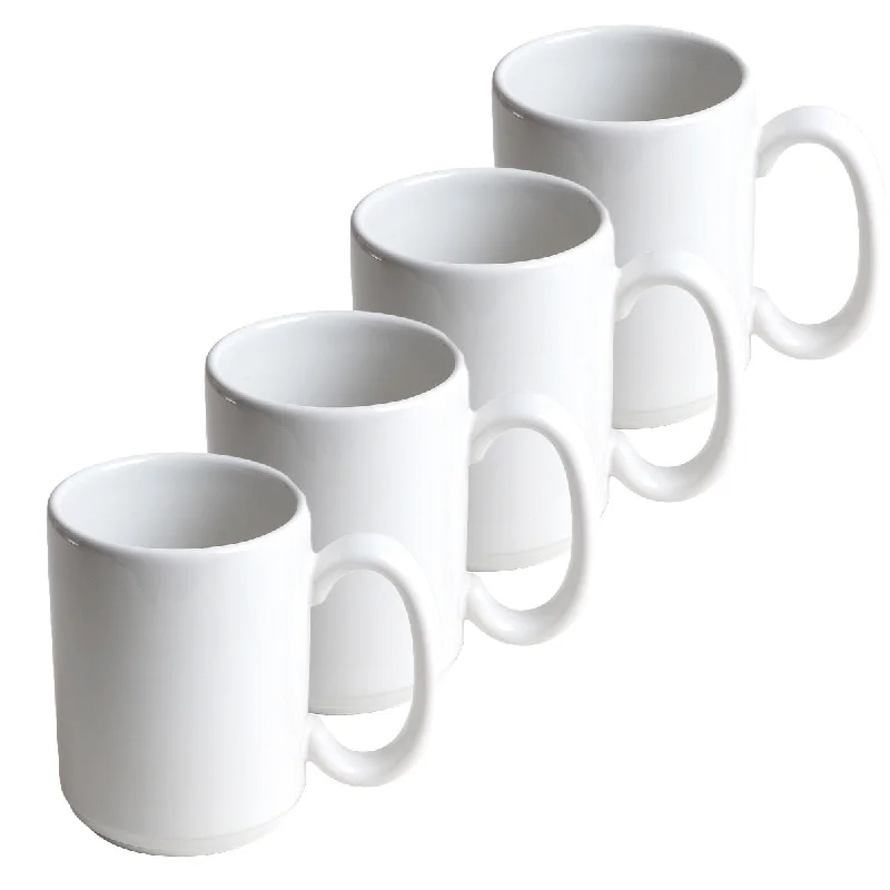 holiday themed coffee mug -Mug Set -Set of 4 - American White | Solid Color 15 oz