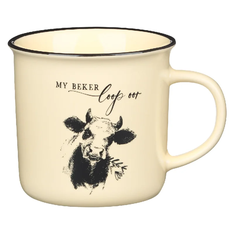 plain ceramic coffee mug -My Beker Loop Oor Afrikaans Ceramic Mug - Psalms 23:5