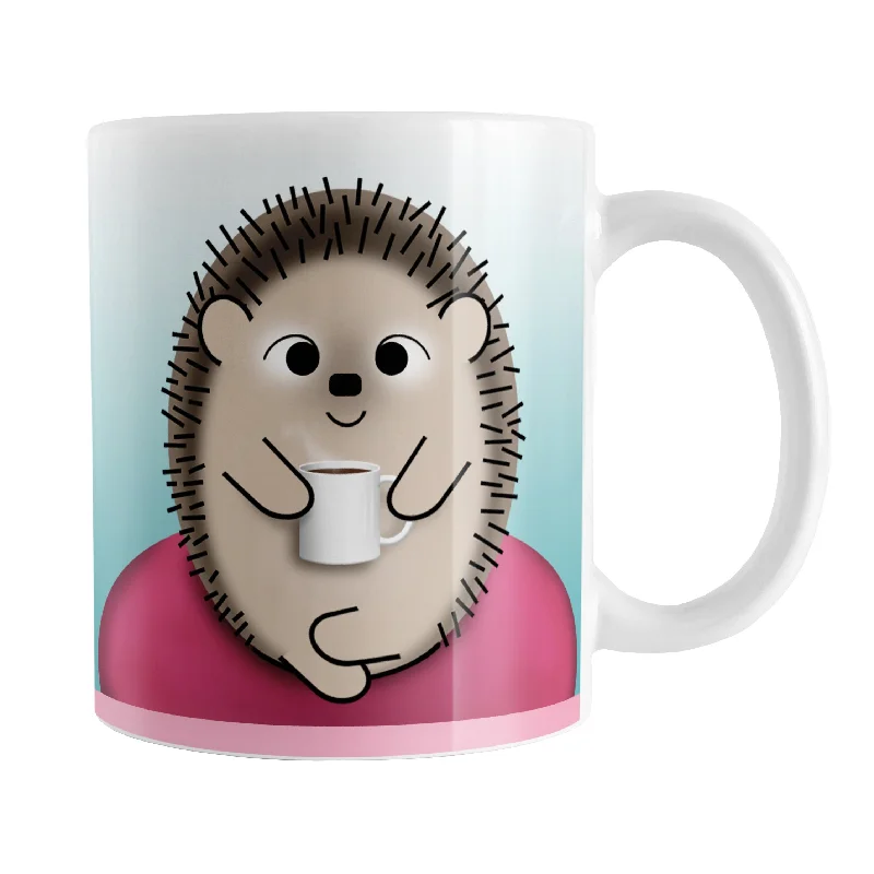 transparent travel coffee cup -My Time to Relax - Cute Pink Coffee Hedgehog Mug