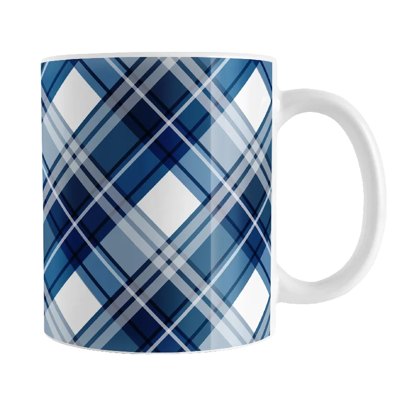 funny office mugs -Navy Blue Plaid Mug