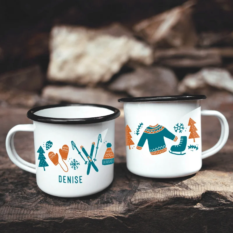 coffee cup with handle -Nordic Winter Campfire Coffee Mug