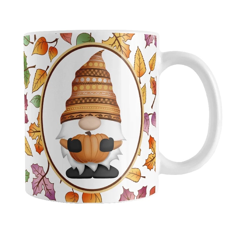 personalized mugs for family -Orange Gnome Fall Leaves Mug