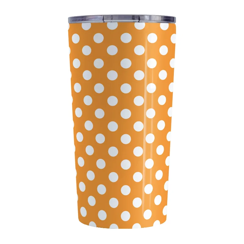 custom coffee cup for birthday -Orange Polka Dot Tumbler Cup