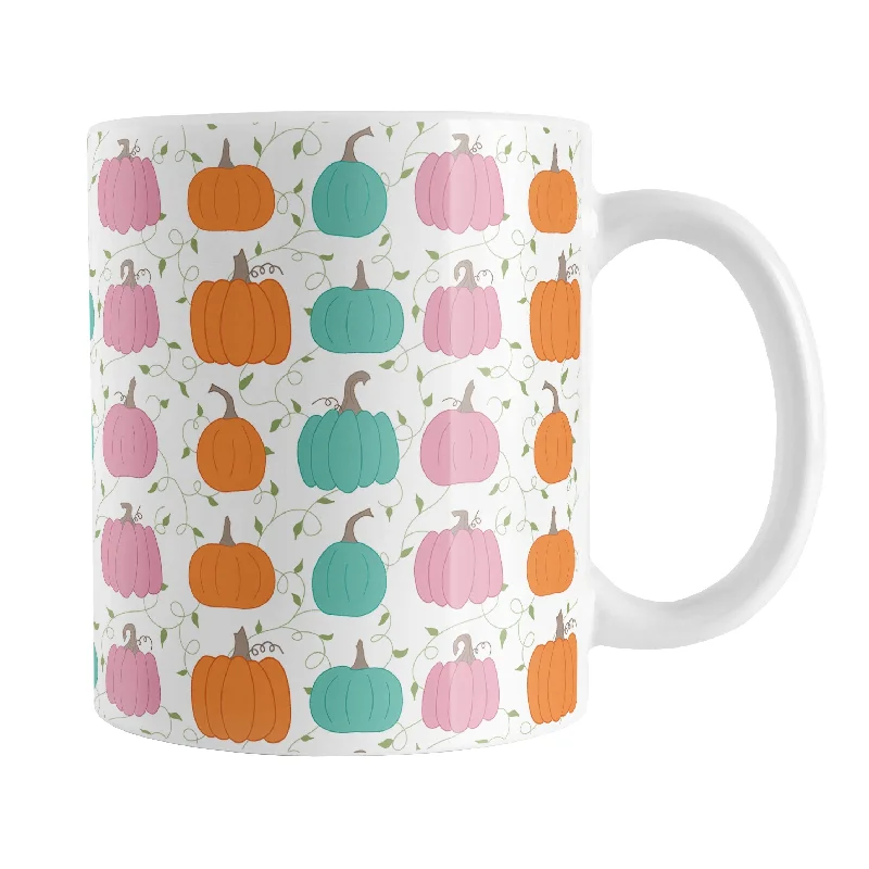 gold coffee mug -Orange Teal Pink Pumpkin Pattern Mug