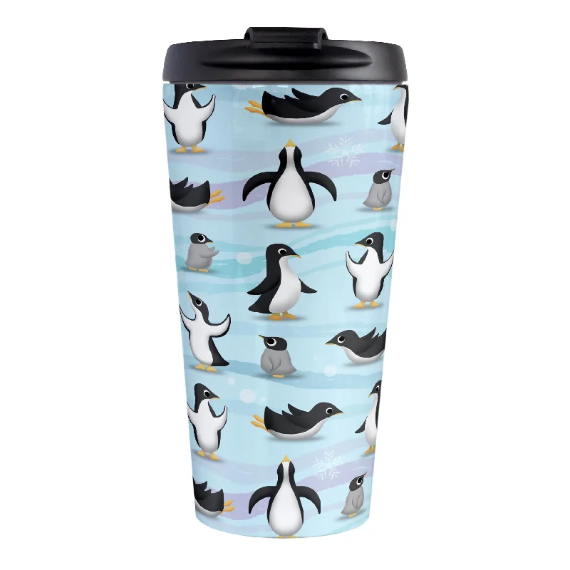 portable coffee cup -Penguin Parade Pattern Travel Mug