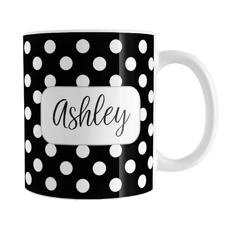 coffee mug with quote -Personalized Black Polka Dot Mug