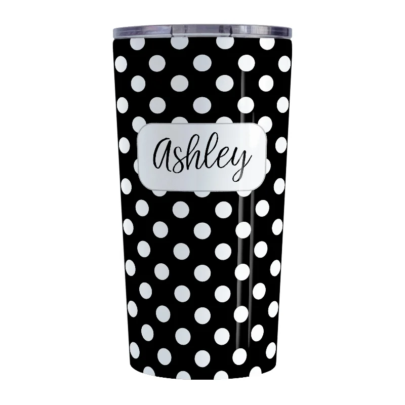 insulated thermal mug for tea -Personalized Black Polka Dot Tumbler Cup