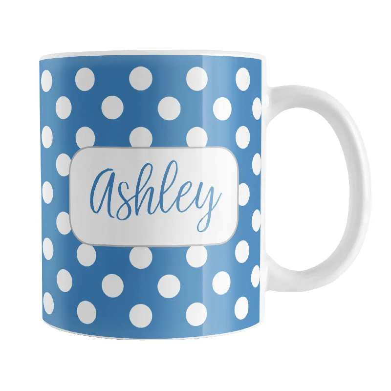 latte mug -Personalized Blue Polka Dot Mug