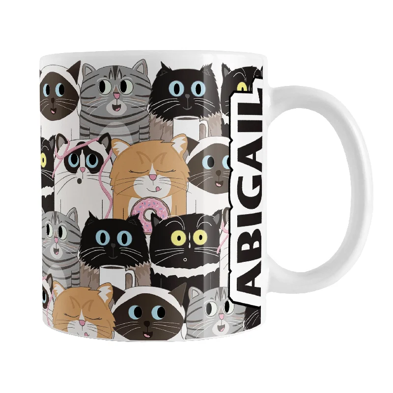 cute coffee mug -Personalized Cute Cat Stack Pattern Mug