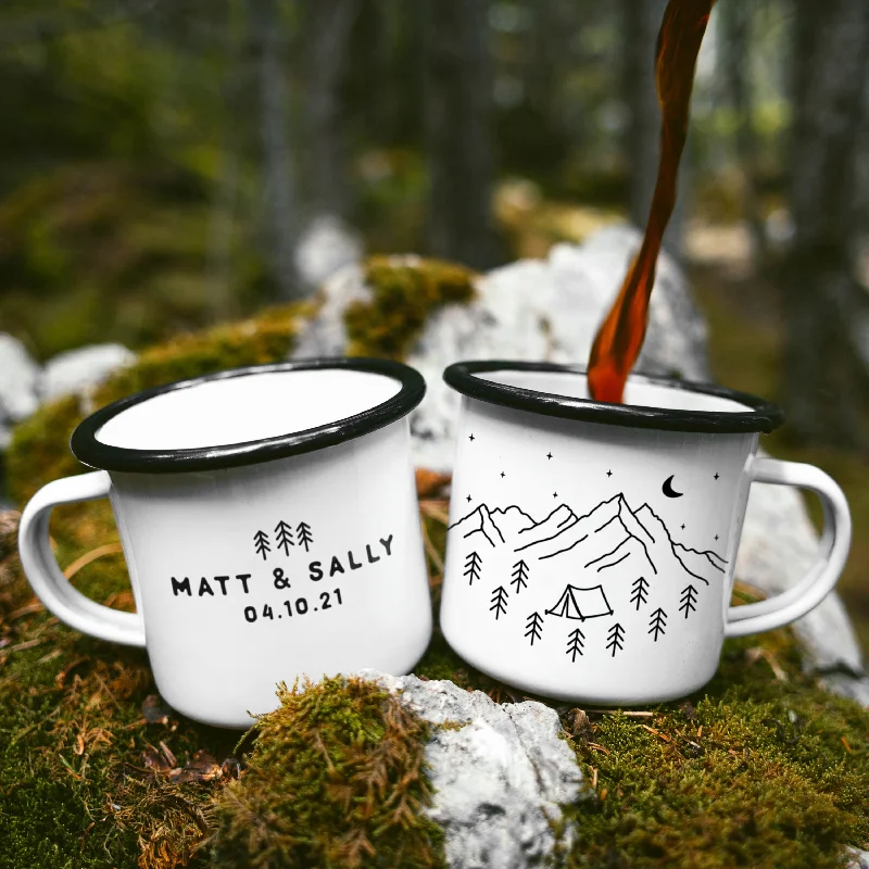 stylish coffee mug -Personalized Enamel Camping Mug