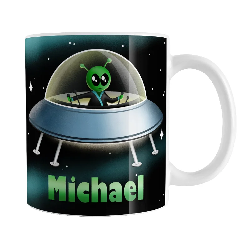 eco-friendly bamboo coffee cup -Personalized Green Alien Spaceship Mug