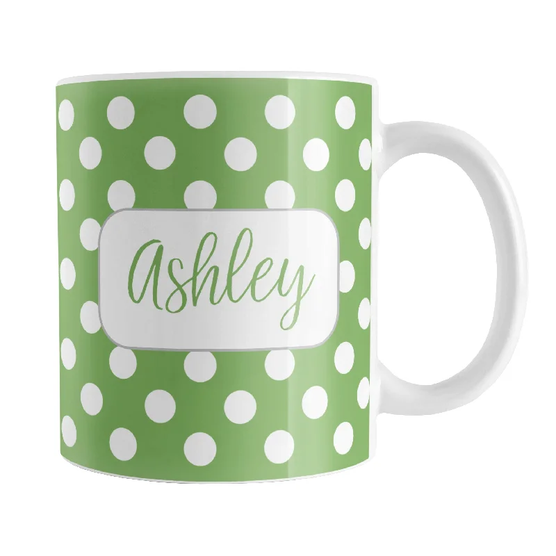 unique tea mug -Personalized Green Polka Dot Mug