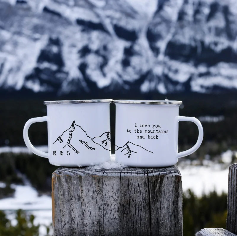 personalized mugs for family -Personalized I Love You To The Mountains Campfire Mug