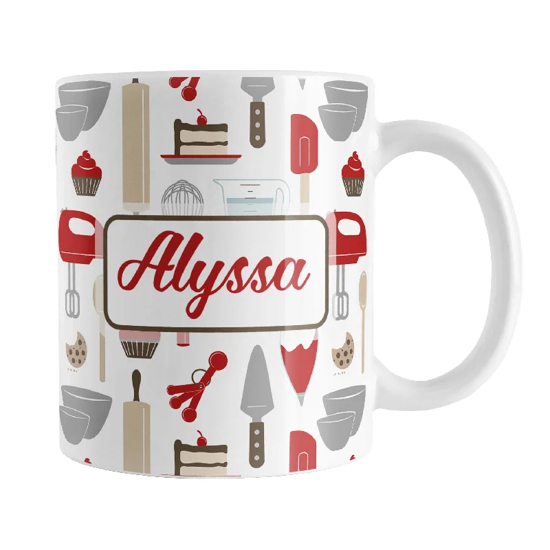 stackable coffee mugs -Personalized Red Baking Pattern Mug