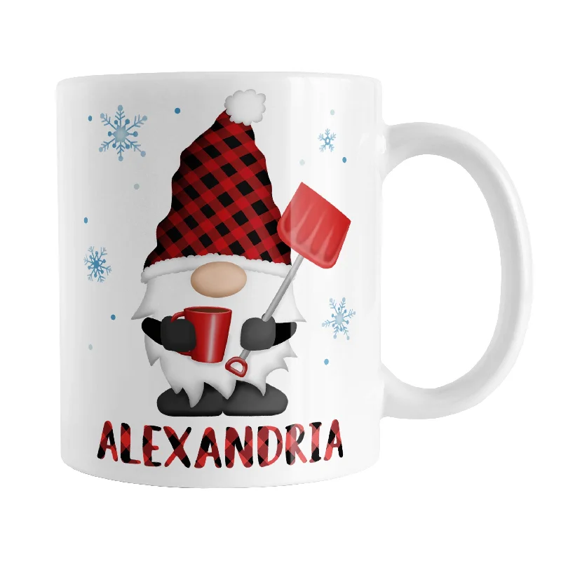 large glass coffee mug -Personalized Red Buffalo Plaid Gnome Mug