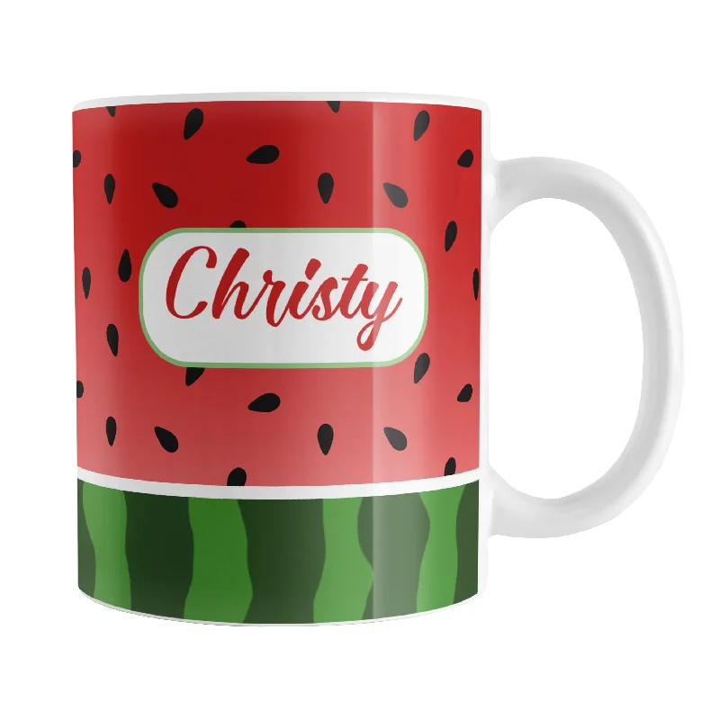 stackable coffee mugs -Personalized Red and Green Watermelon Mug