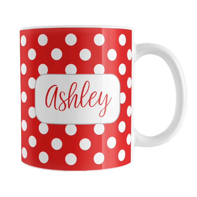 travel mug for hot drinks -Personalized Red Polka Dot Mug