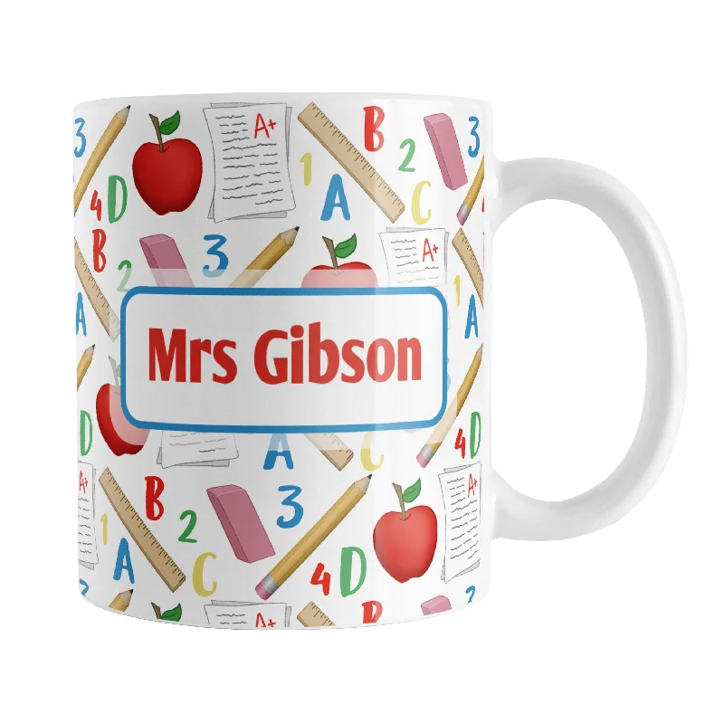 insulated coffee cup for outdoor -Personalized School Pattern Mug