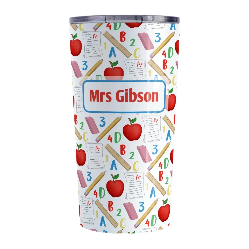 large travel cup for hot drinks -Personalized School Pattern Tumbler Cup