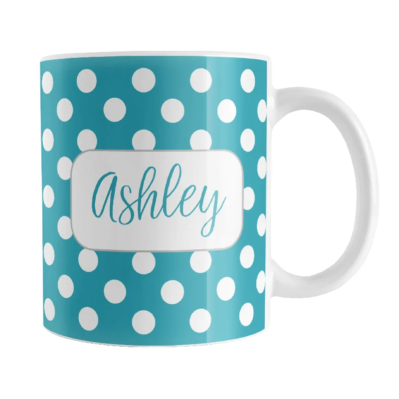 funny tea cup -Personalized Turquoise Polka Dot Mug