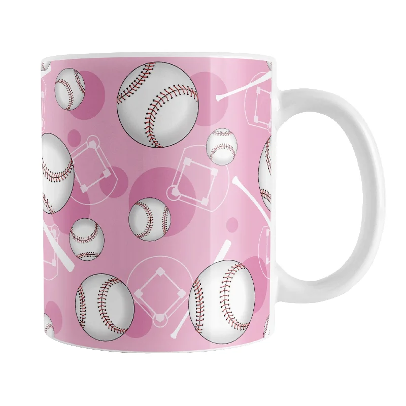 luxury coffee mug -Pink Baseball Pattern Mug