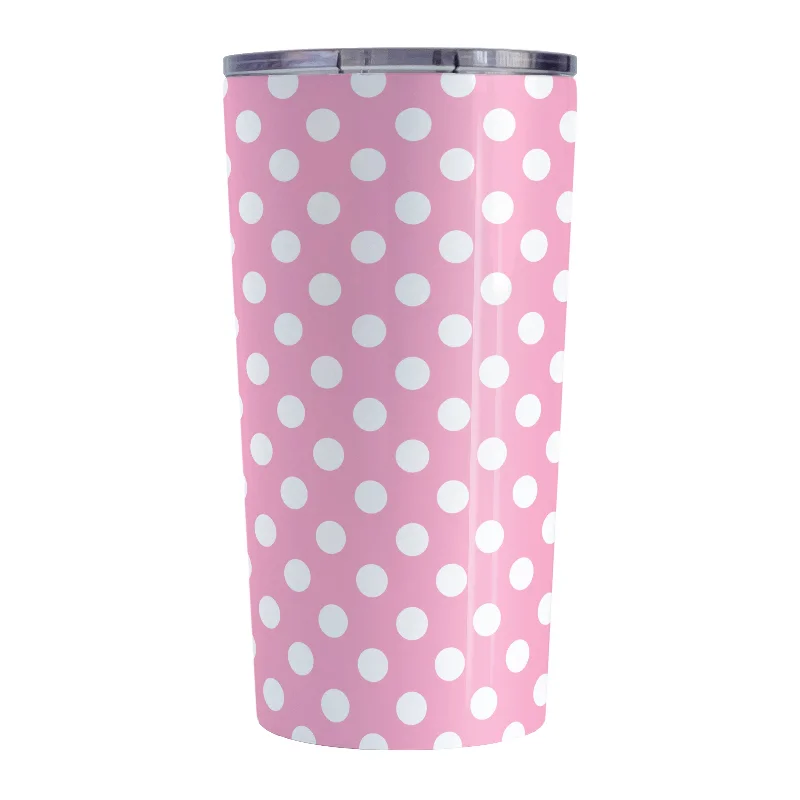 large thermal coffee mug -Pink Polka Dot Tumbler Cup