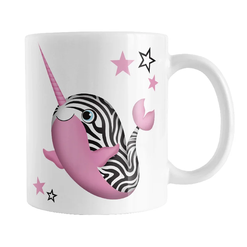 small glass mug -Pink Zebra Narwhal Mug