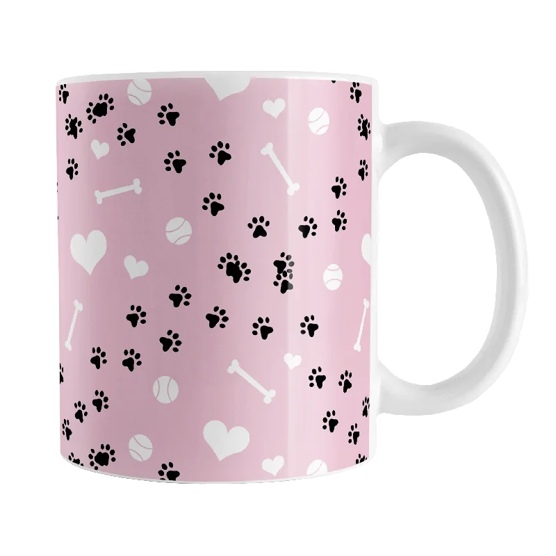 coffee cup with handle -Puppy Run Pink Dog Mug