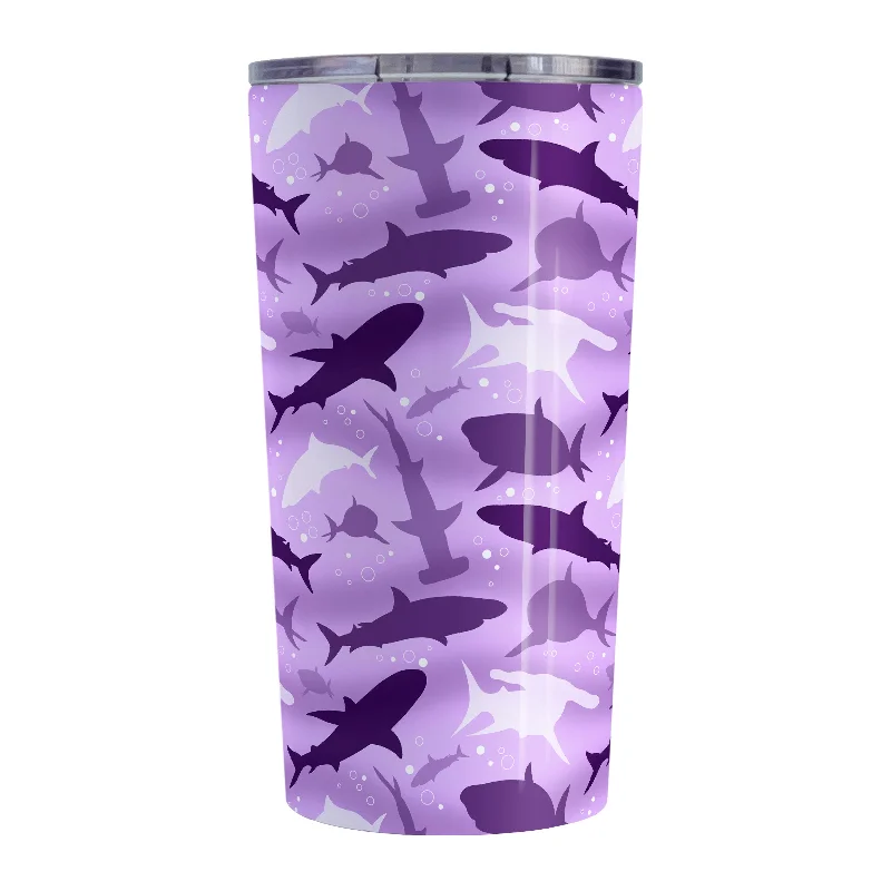 practical coffee mug -Purple Frenzy Sharks Tumbler Cup