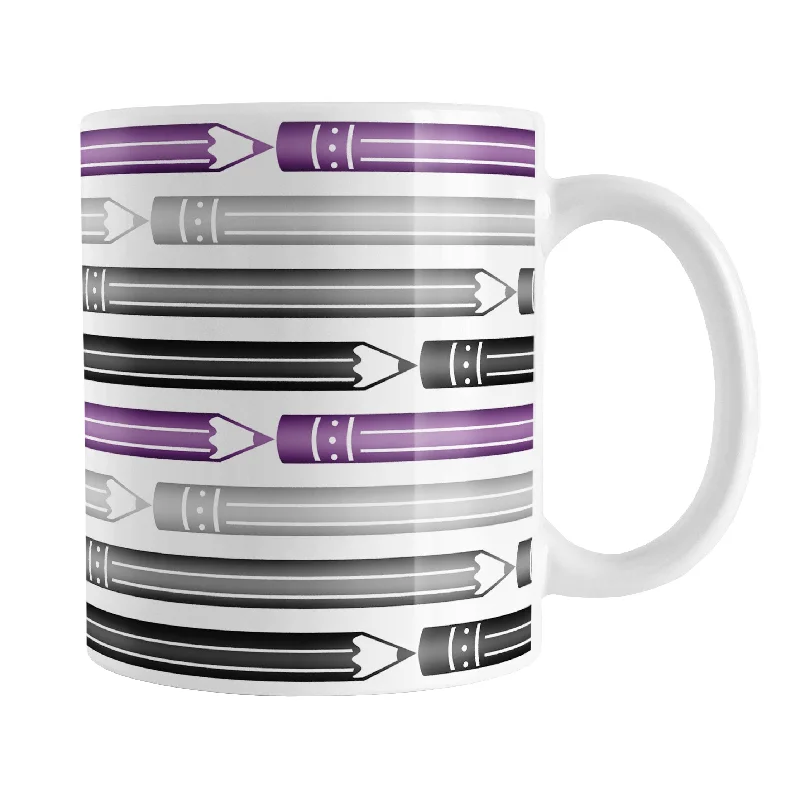 gold coffee mug -Purple Gray Black Pencils Pattern Mug