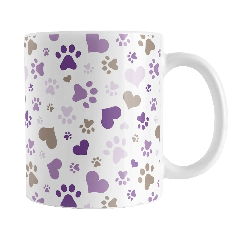 mug with motivational saying -Purple Hearts and Paw Prints Mug