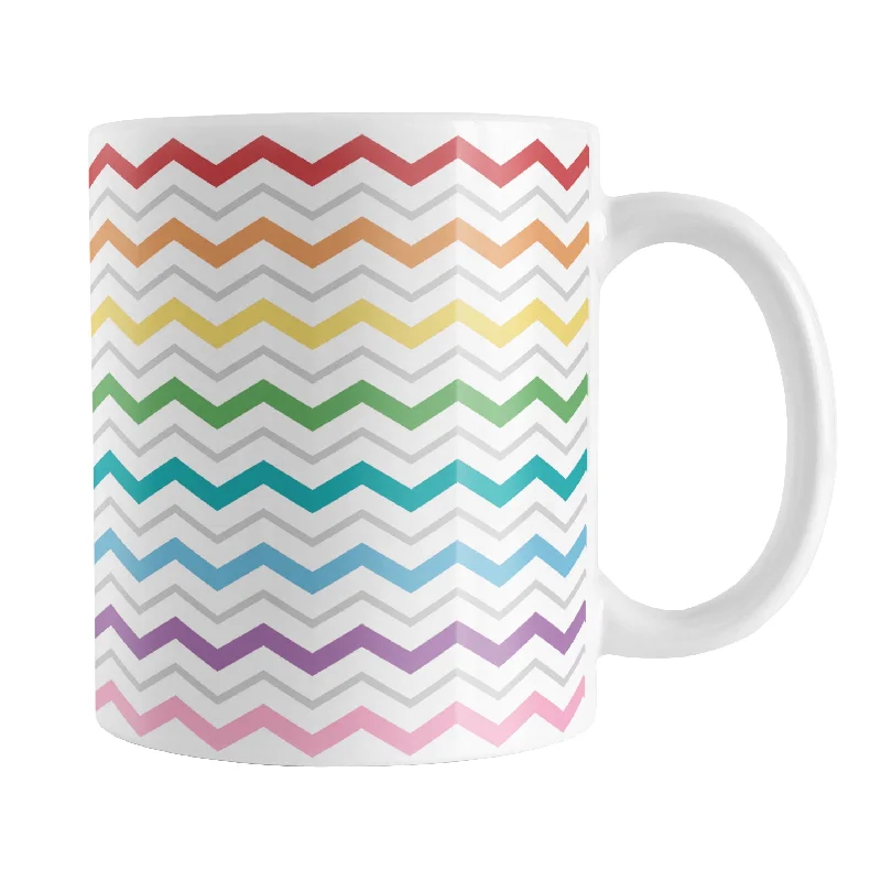 gold rimmed coffee mug -Rainbow Chevron Zigzag Pattern Mug