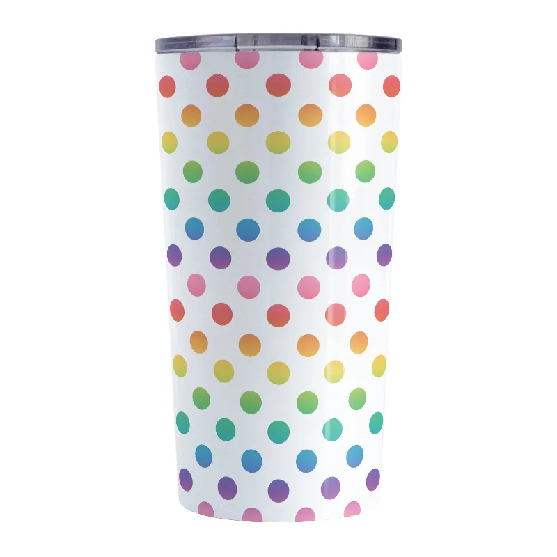 handmade tea mug -Rainbow Polka Dots Tumbler Cup