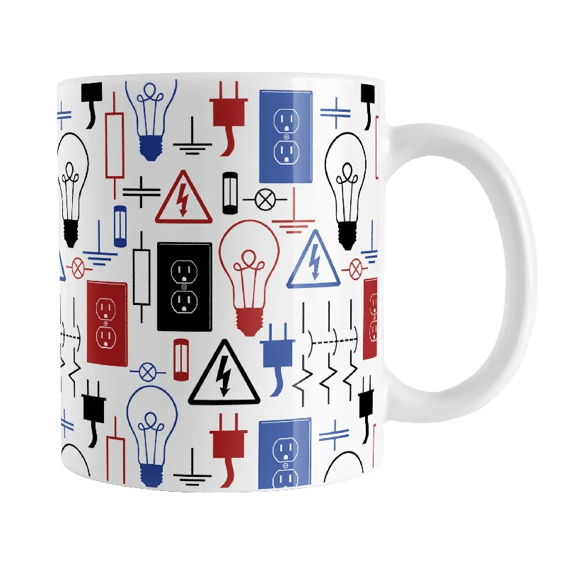 minimalistic coffee mug -Red Blue Electrical Electrician Mug