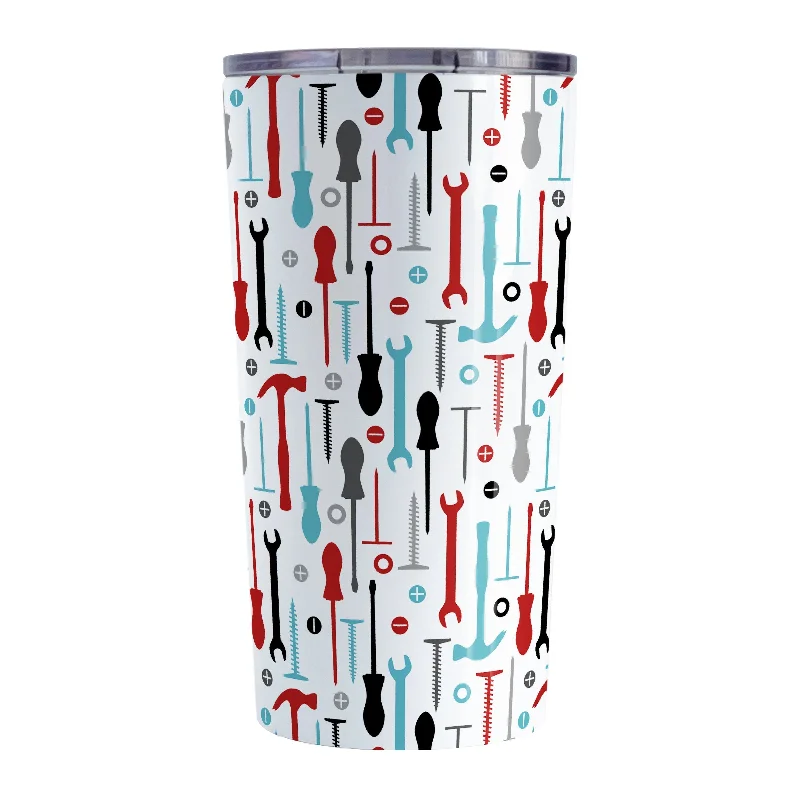 coffee mug for kitchen -Red Turquoise Tools Pattern Tumbler Cup