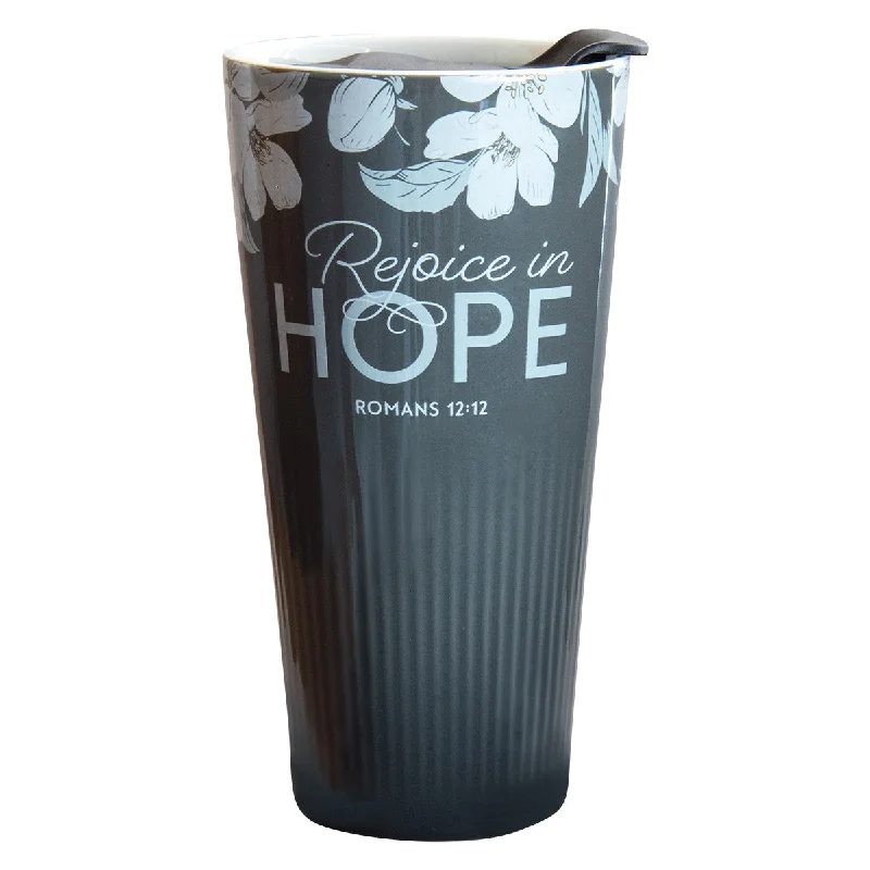 wedding coffee mug -Rejoice In Hope Ceramic Travel Mug