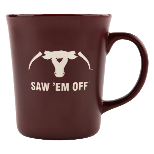 simple coffee mug -Saw 'Em Off Maroon Mug 13oz