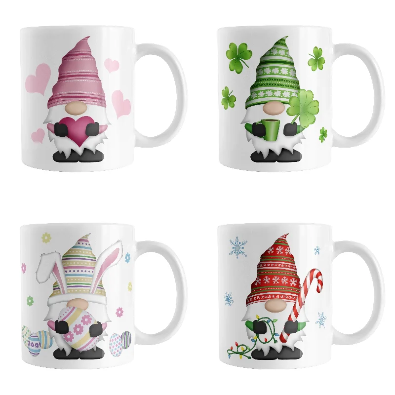 eco mug for coffee -Set of 4 Holiday Gnome Mugs