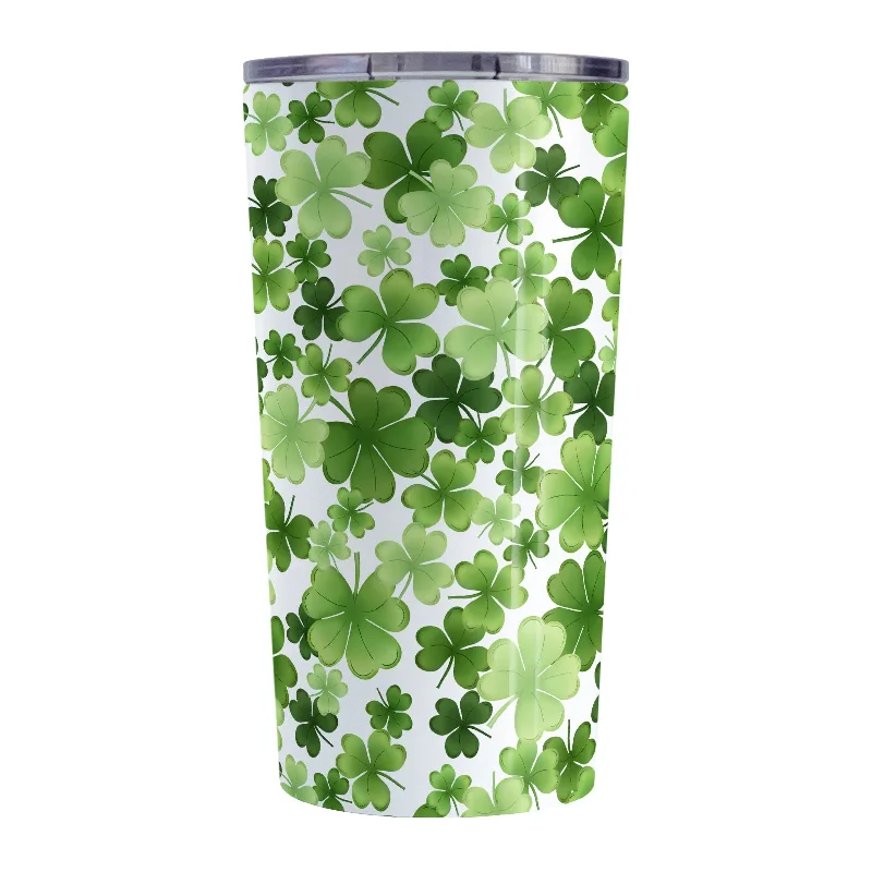 coffee cup with design -Shamrocks and 4-Leaf Clovers Tumbler Cup